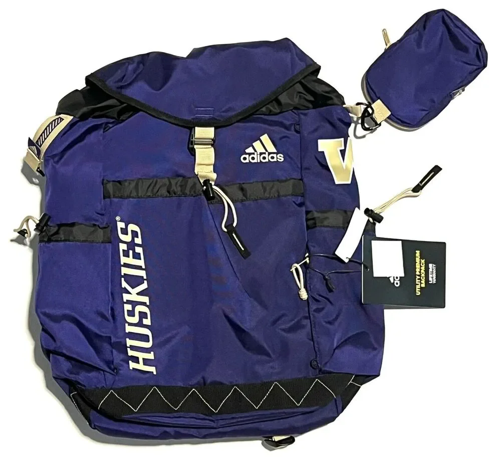 Washington Huskies Backpack ADIDAS Purple Black Collegiate Utility Bag Sports